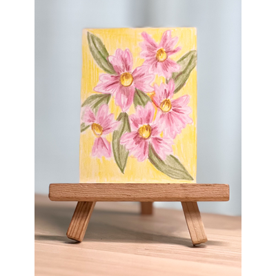 Pink Flowers (July Florals Series #3) by Kindel Thomas aceo art card thumbnail 1