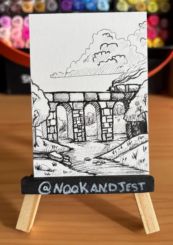 Train Crossing aceo art card