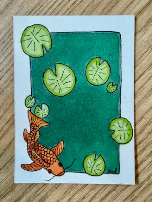 Oh, Koi! aceo art card thumbnail 3