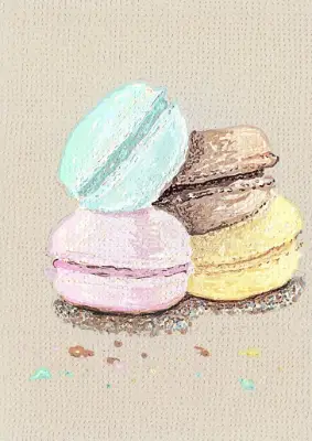 Macarons aceo art card thumbnail 1