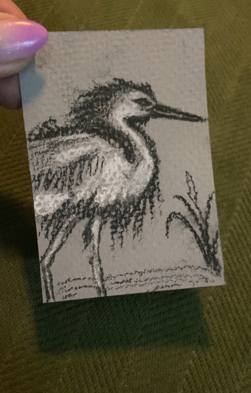 Snowy egret aceo art card