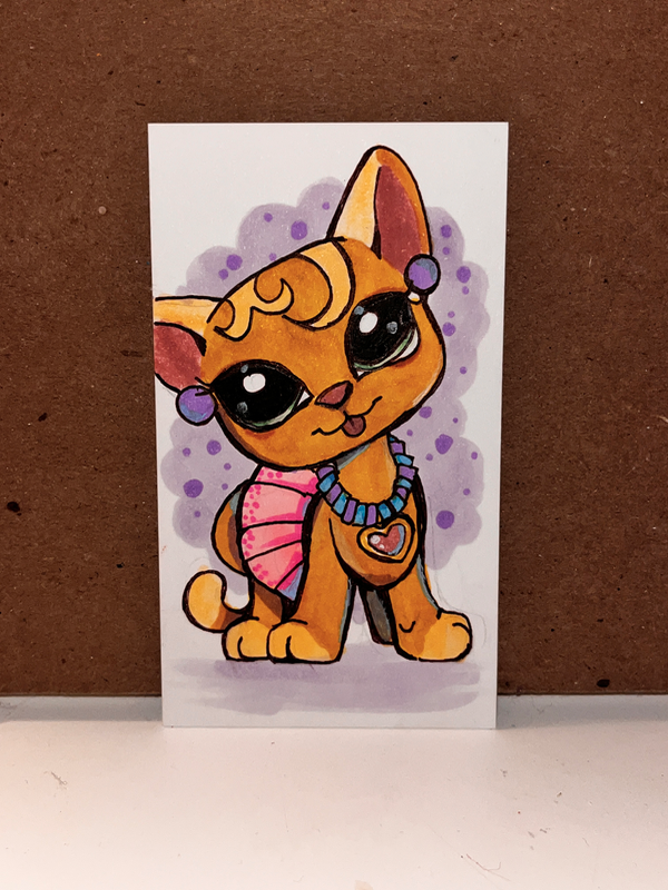 LPS Ginger Cat aceo art card
