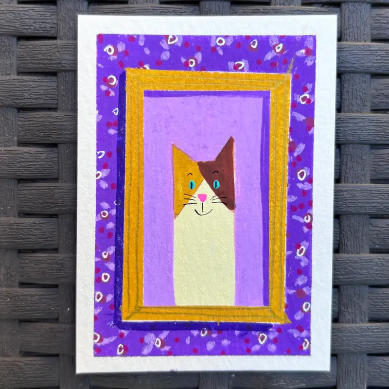 ACEO Original, “Caramel,” Acrylic Paint Markers aceo art card