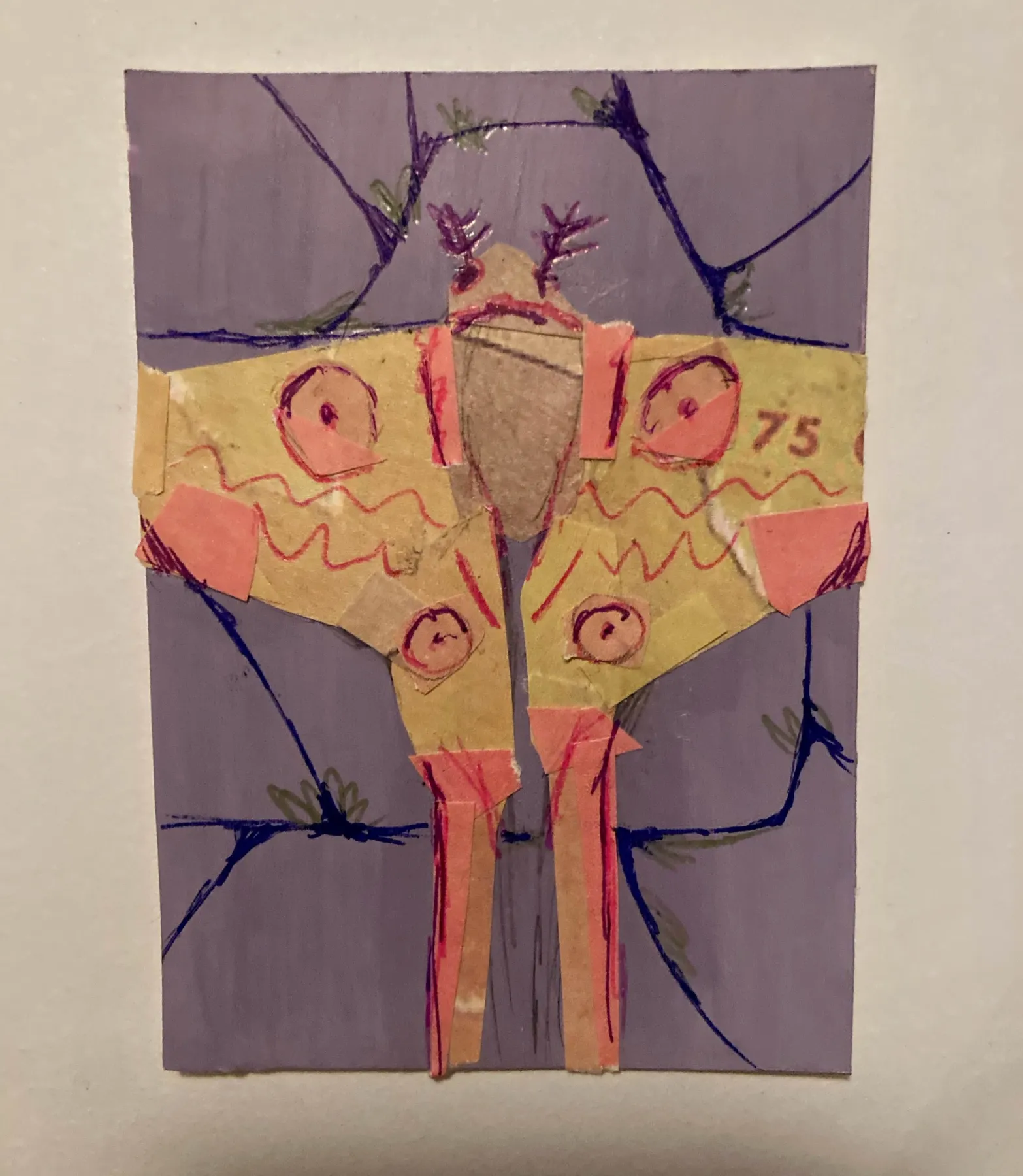 Collage Moth aceo art card