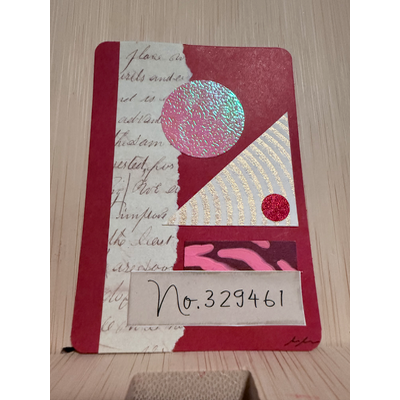 Reds and Pinks Tiny Collage no. 1 aceo art card thumbnail 1