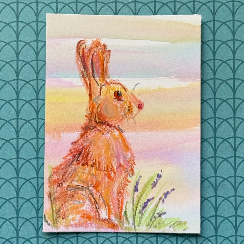 Pastel Bunny aceo art card