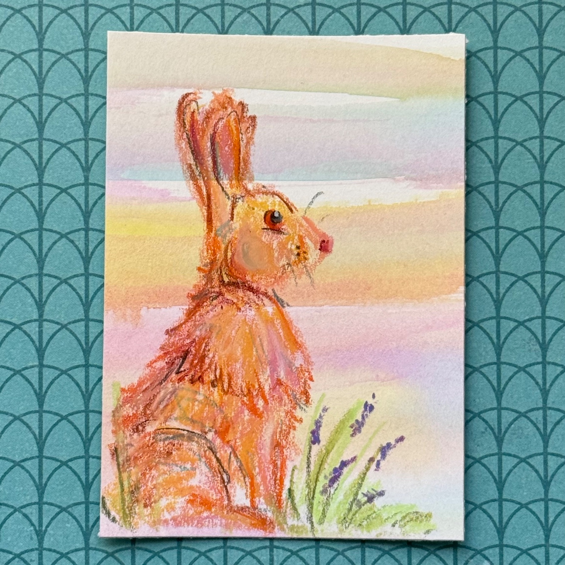 Pastel Bunny aceo art card
