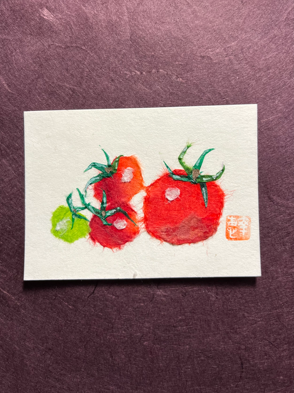 Bunch of tomatoes _ Japanese Washi art aceo art card