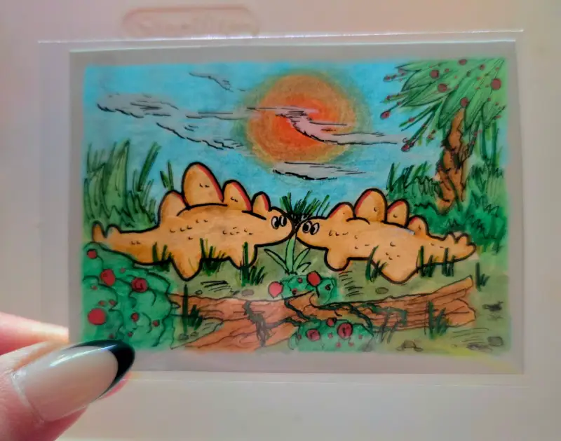 Dino-nuggets in the Wild 1/5 aceo art card