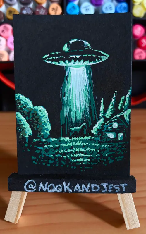U.F.C. (Unidentified Flying Cat) aceo art card