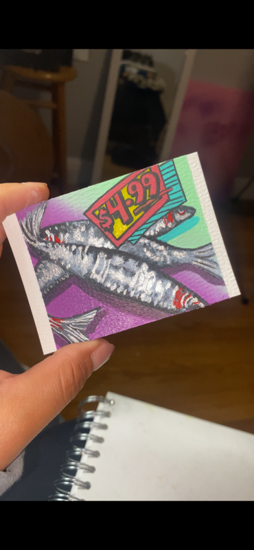 ACEO Original Acrylic- Sardine Sunday Special aceo art card