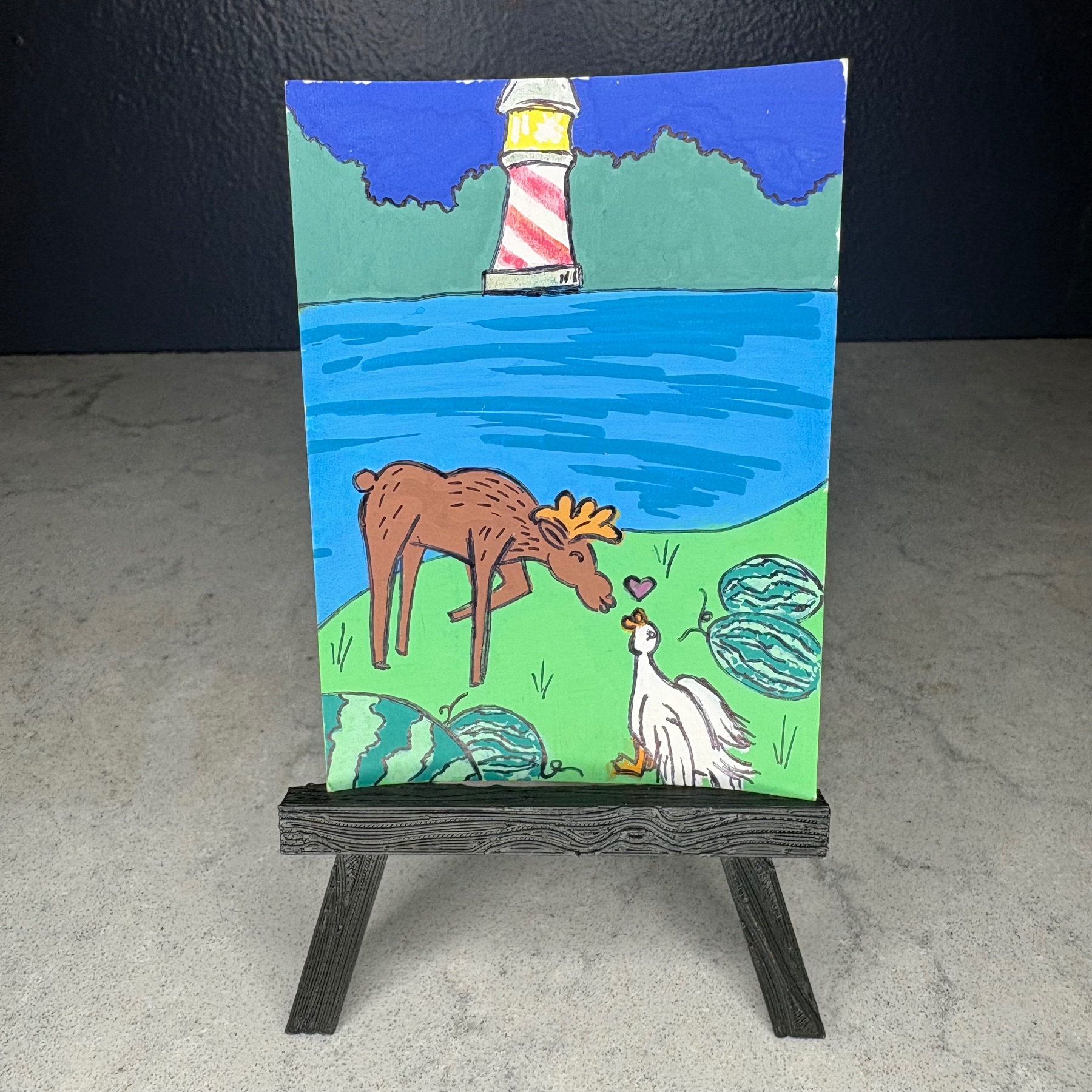 Moose And A Goose aceo art card