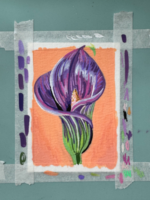Flower aceo art card thumbnail 2