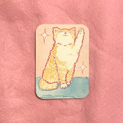 sparkly cat series 2/3 aceo art card thumbnail 1