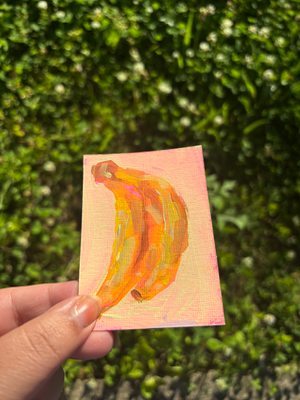 “Neon Bananas” Fruit aceo art card thumbnail 3