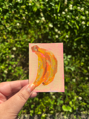 “Neon Bananas” Fruit aceo art card thumbnail 2