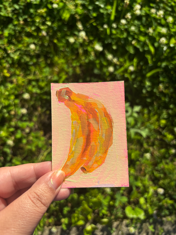 “Neon Bananas” Fruit aceo art card