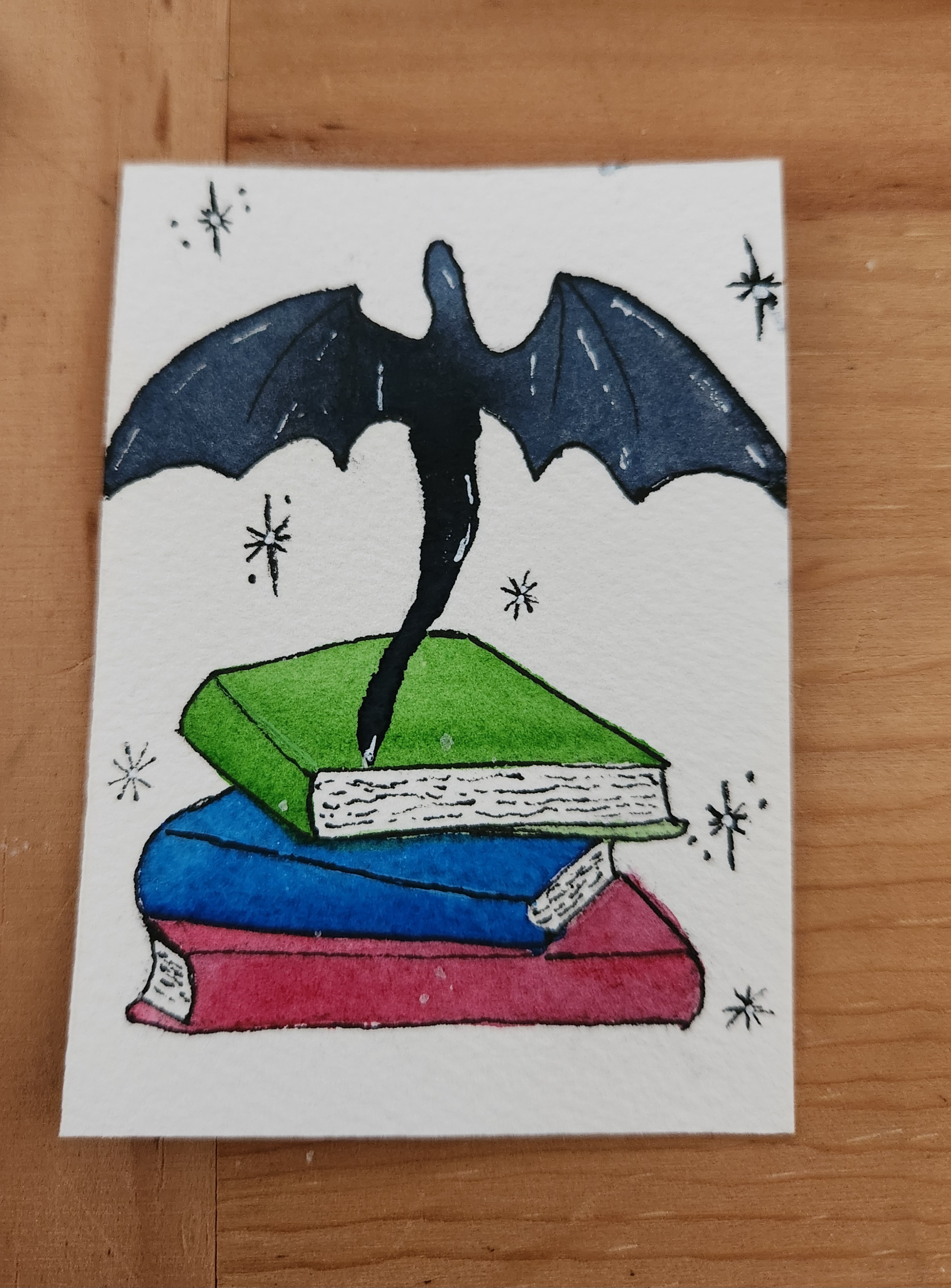 Fantasy books aceo art card
