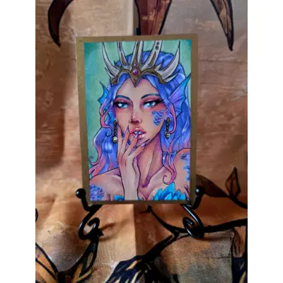 Sea Queen - Original ACEO - Ancient Queen Series aceo art card thumbnail 2