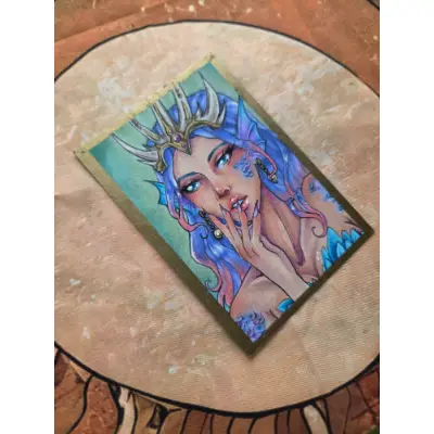 Sea Queen - Original ACEO - Ancient Queen Series aceo art card thumbnail 4
