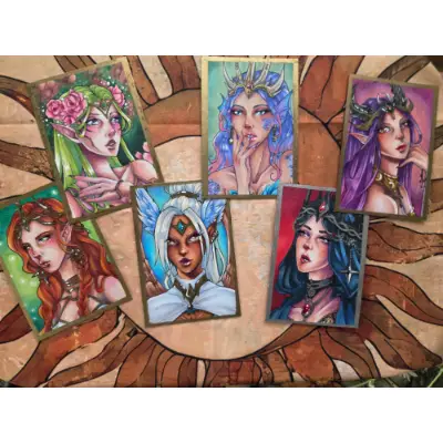 Sea Queen - Original ACEO - Ancient Queen Series aceo art card thumbnail 5