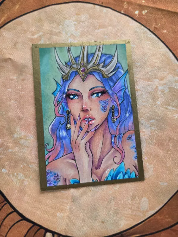 Sea Queen - Original ACEO - Ancient Queen Series aceo art card