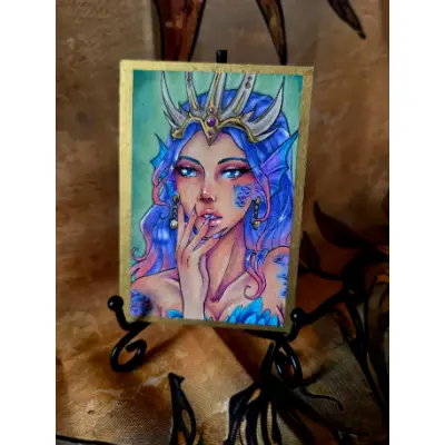 Sea Queen - Original ACEO - Ancient Queen Series aceo art card thumbnail 3