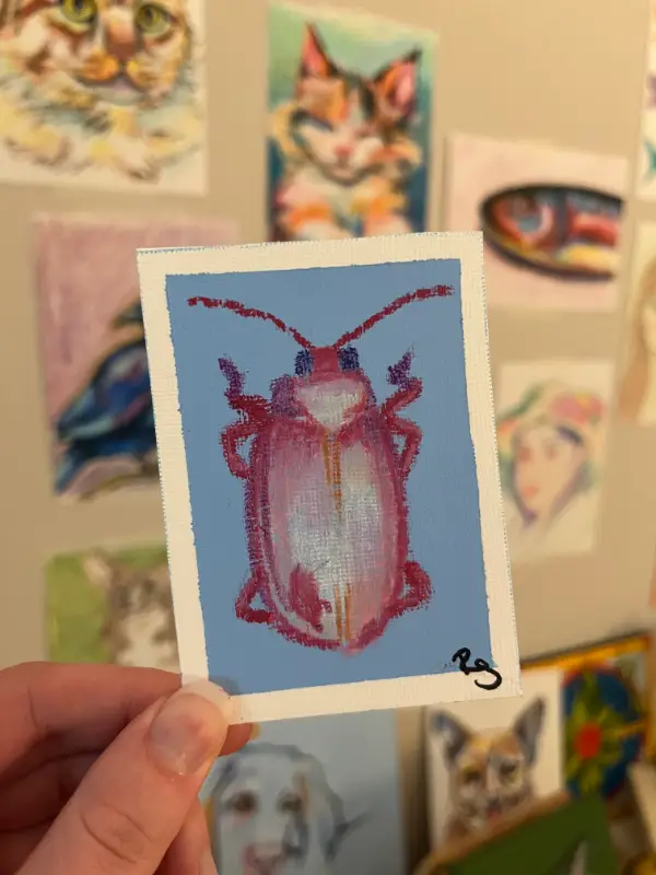 Bubblegum Beetle aceo art card