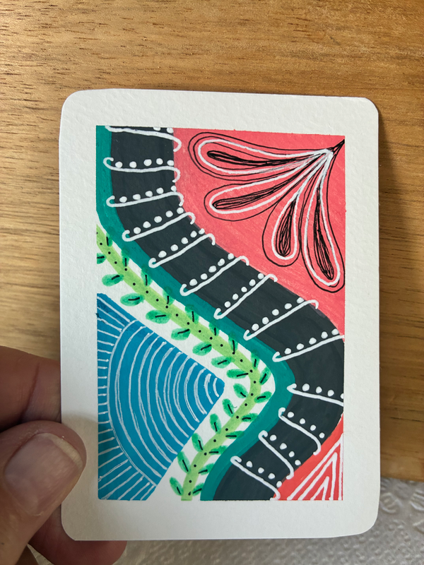 Abstract Floral aceo art card