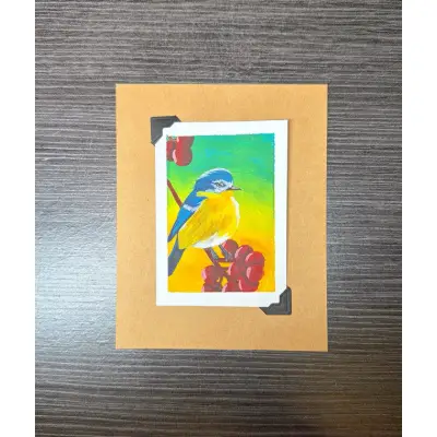 ACEO Original Acrylic Painting Bird Series by Emily aceo art card thumbnail 2
