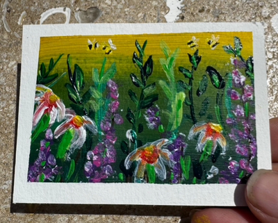 Flowers aceo art card thumbnail 2