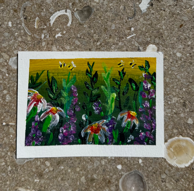 Flowers aceo art card thumbnail 1