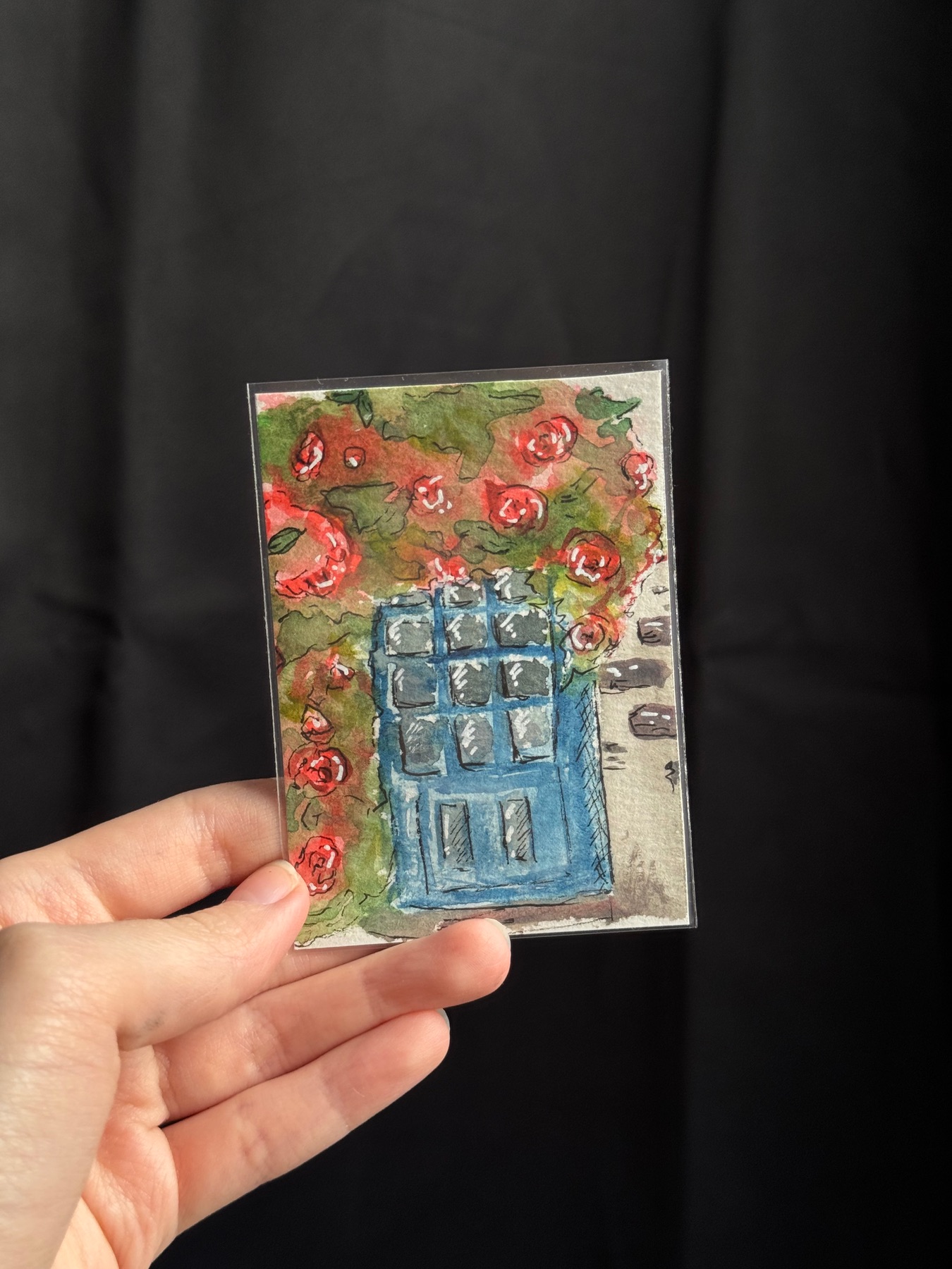 Cottagecore Secret Garden Door aceo art card