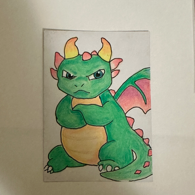 Pouting Dragon aceo art card thumbnail 2