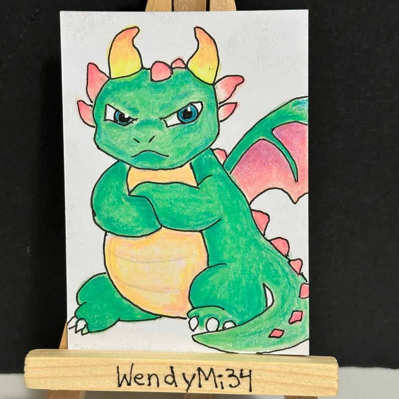 Pouting Dragon aceo art card
