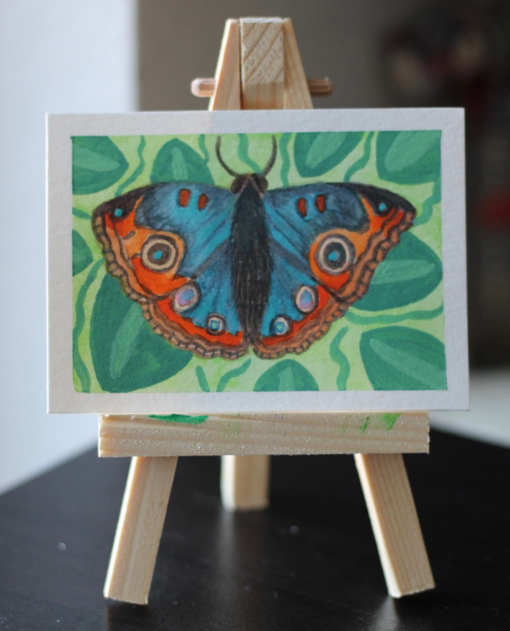 Blue Butterfly aceo art card