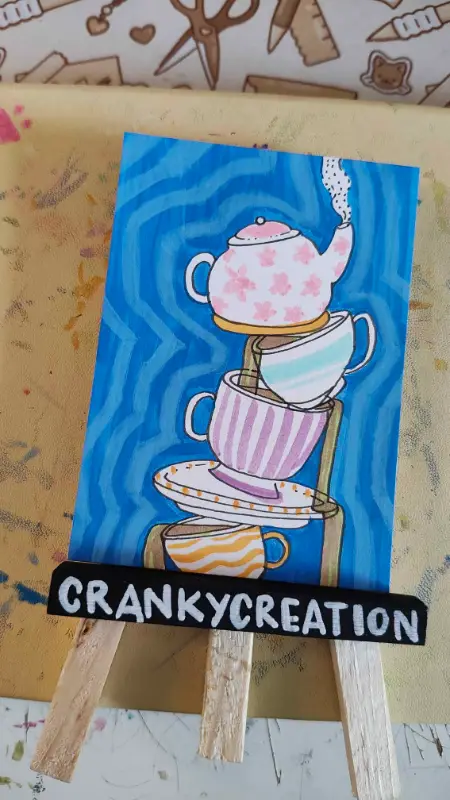 Tilted Tea Party aceo art card