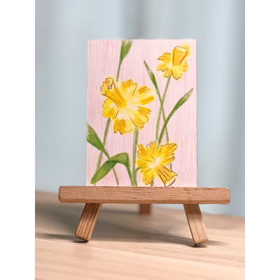 Yellow Flowers (July Florals Series #5) by Kindel Thomas aceo art card thumbnail 1