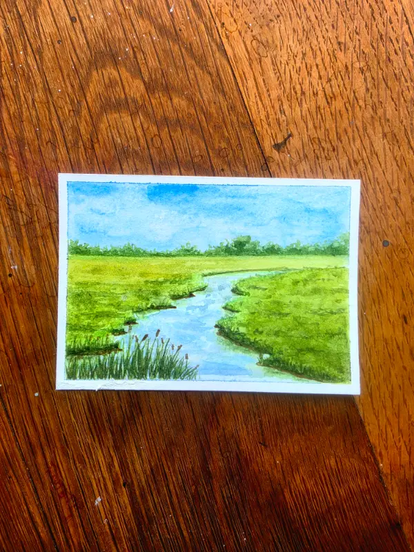 Cattails aceo art card
