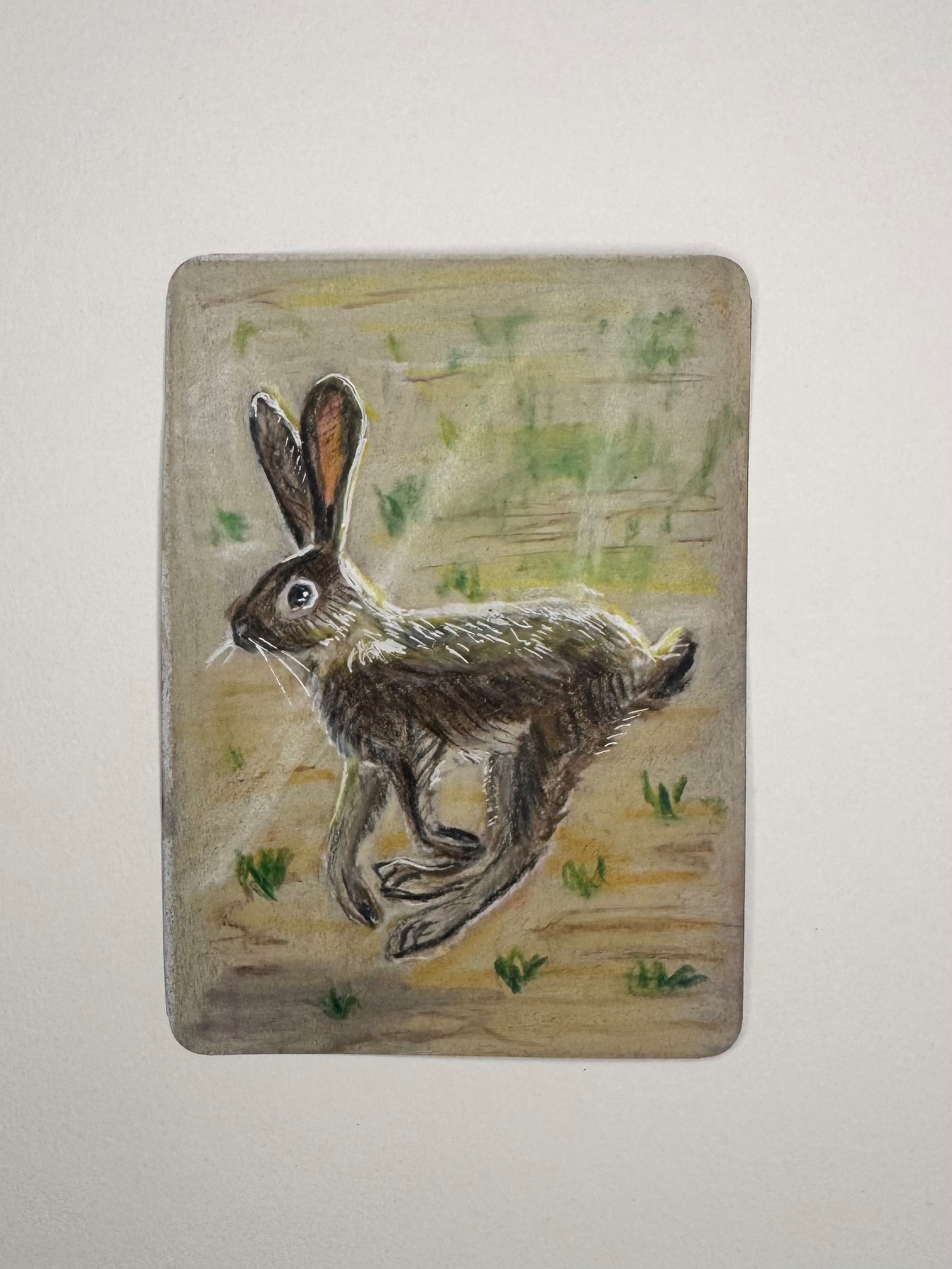 Running Hare aceo art card