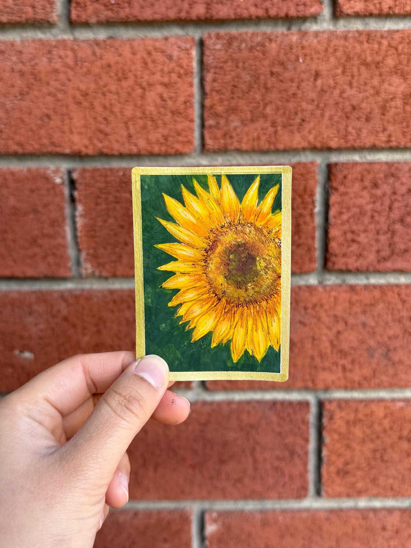 Vintage Sunflower aceo art card