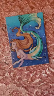 Whisper Beneath the Waves - Original Mermaid ACEO aceo art card thumbnail 2