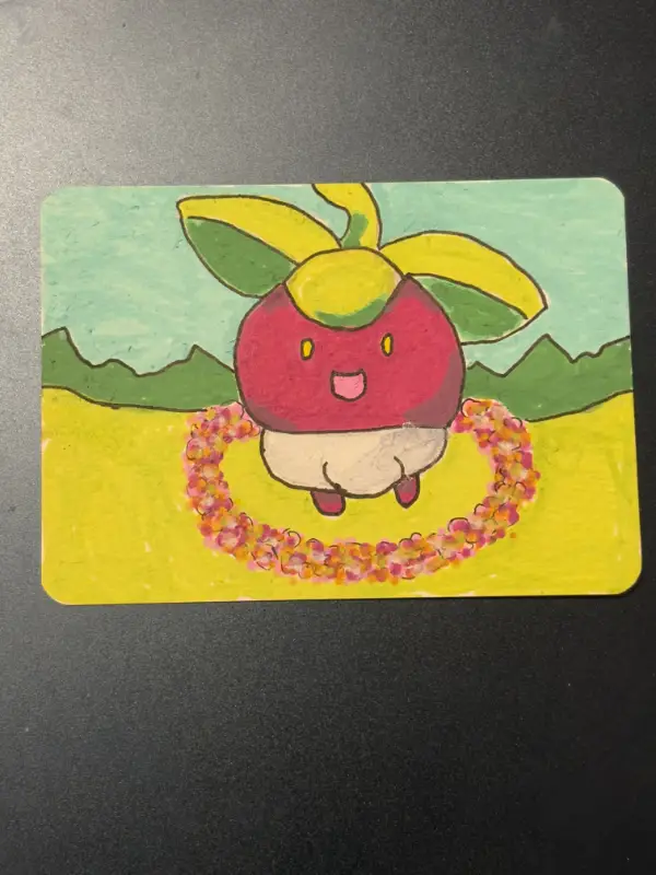 Bounsweet in Flower Circle aceo art card