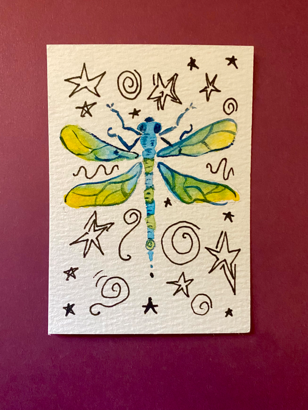 dragon fly aceo art card