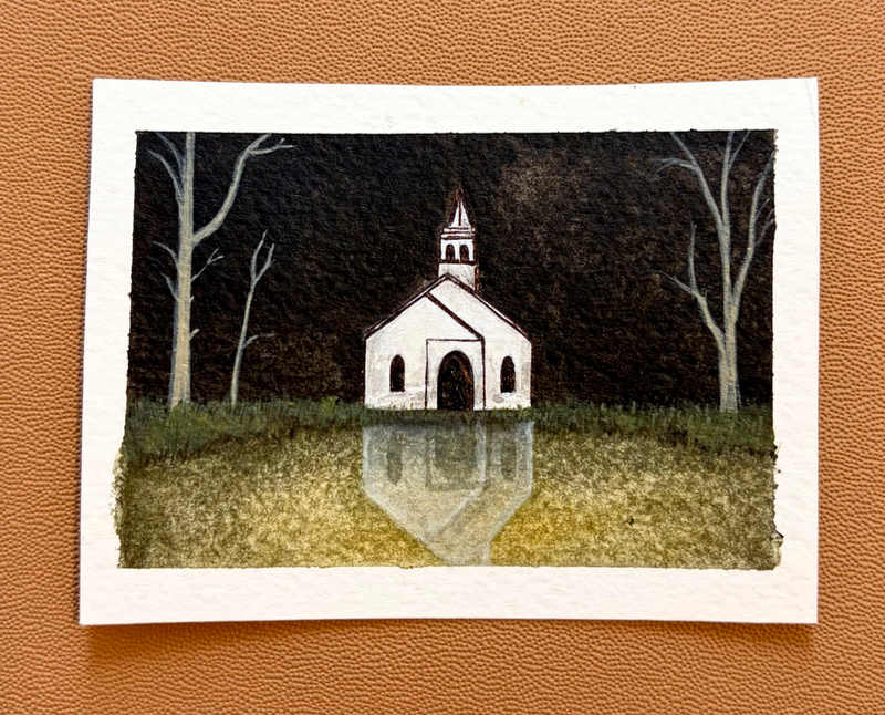 Swamp Church aceo art card