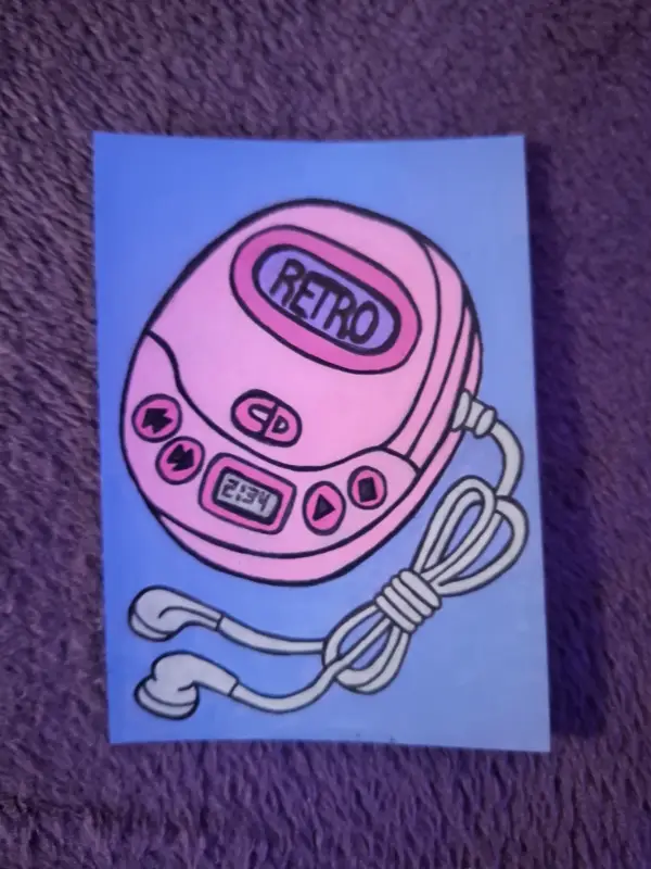 CD Player aceo art card