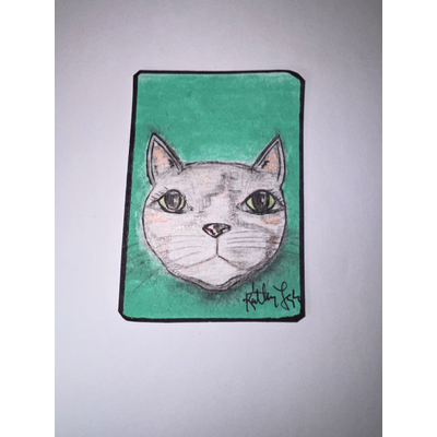 Kiko The Grey Calico Cat aceo art card thumbnail 2