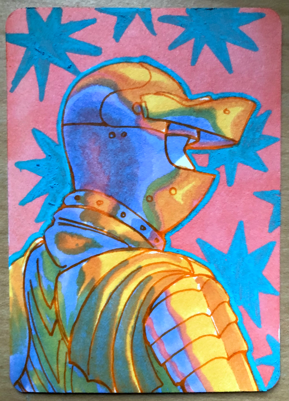Gold Knight aceo art card