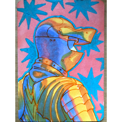 Gold Knight aceo art card thumbnail 1