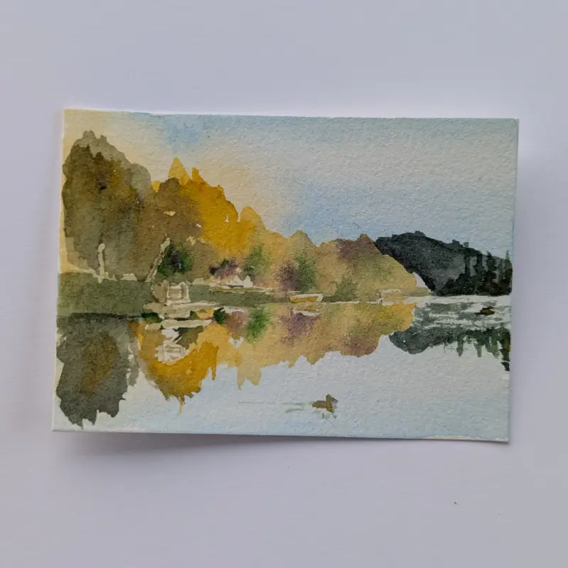 Cheadle Lake Reflection aceo art card